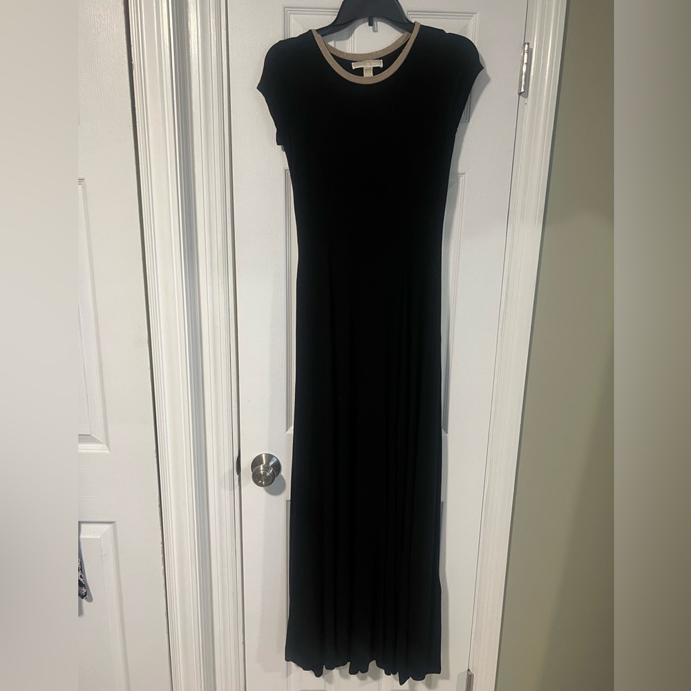 Michael Kors Womens Black and Gold Maxi Dress